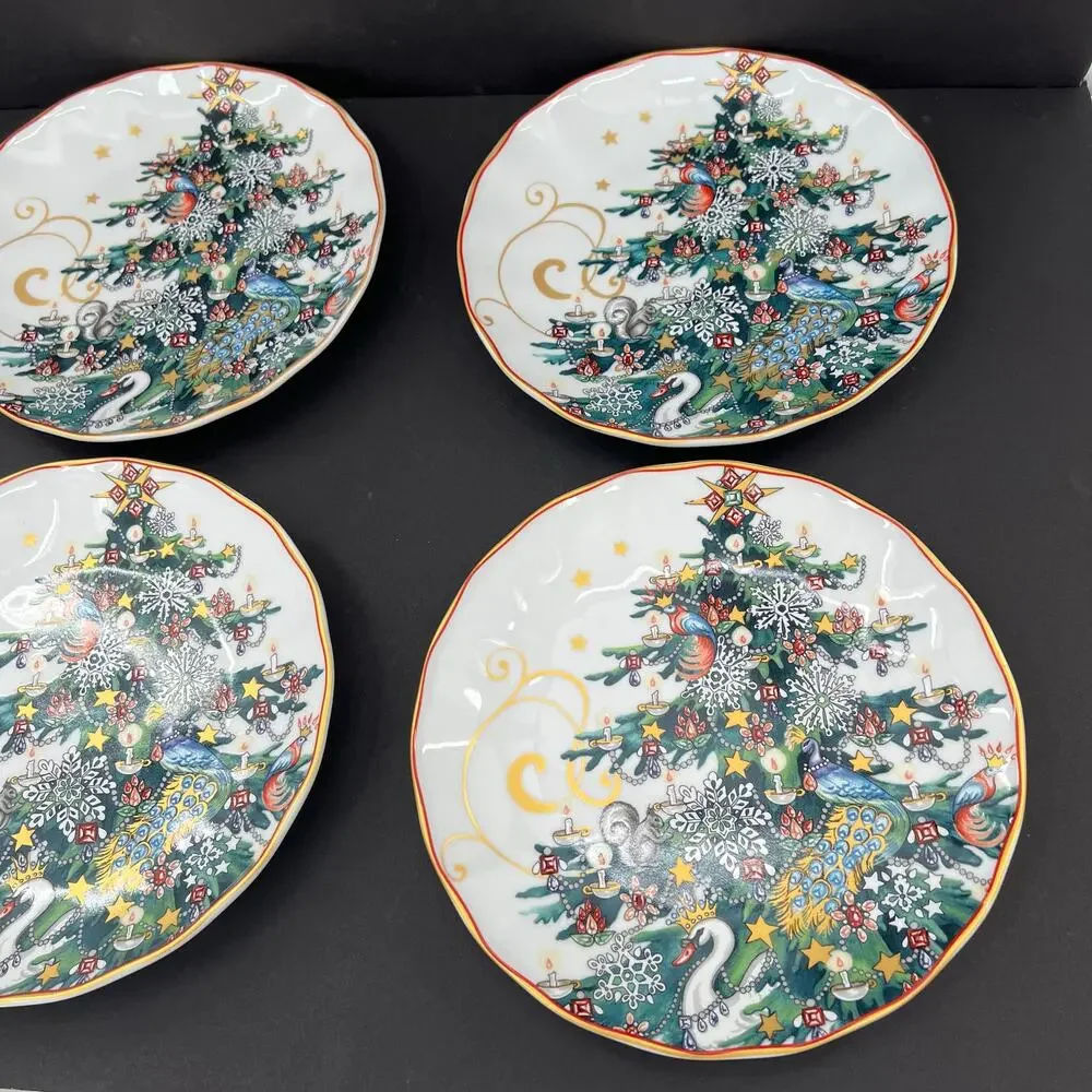 NWOT 4 Williams-Sonoma Twas The Night Before Christmas Salad Plate Tree.